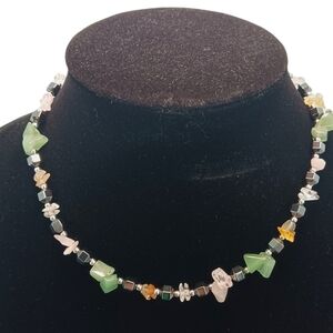 Womens Choker Necklace, Boho, Southwestern Jewelry Beaded  Quartz Jasper